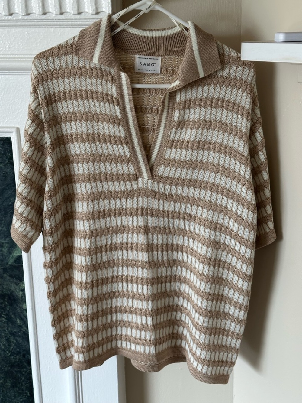 SABO Striped Knit Pants and Top Set in Cream & White - Picture 7 of 11